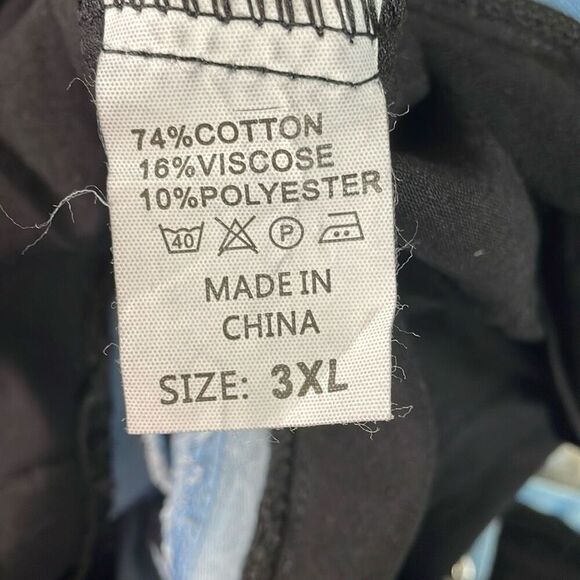 NWT LORAGAL Womens Denim Distressed Romper Shorts 3XL Black Blue Cosmic Cowgirl - Picture 7 of 7